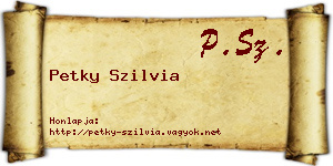 Petky Szilvia névjegykártya